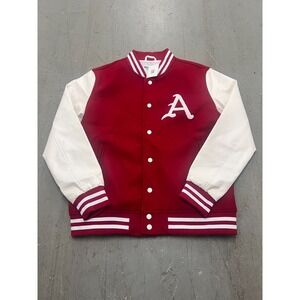 Homefield Arkansas Razorbacks Bomber Jacket Men S Red White Snap Button Football